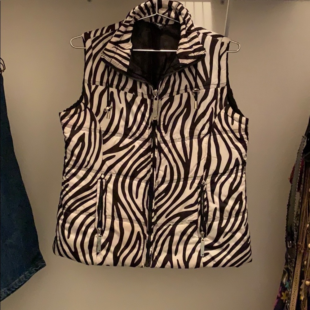 Vanity zebra print puffer vest
